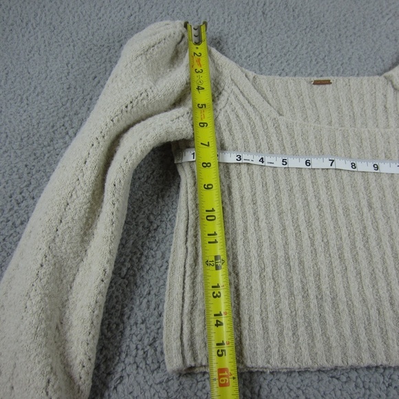 Free people sweater womens S? Cream white Katie‎ Pullover Cropped Y2K Grunge - Picture 12 of 16